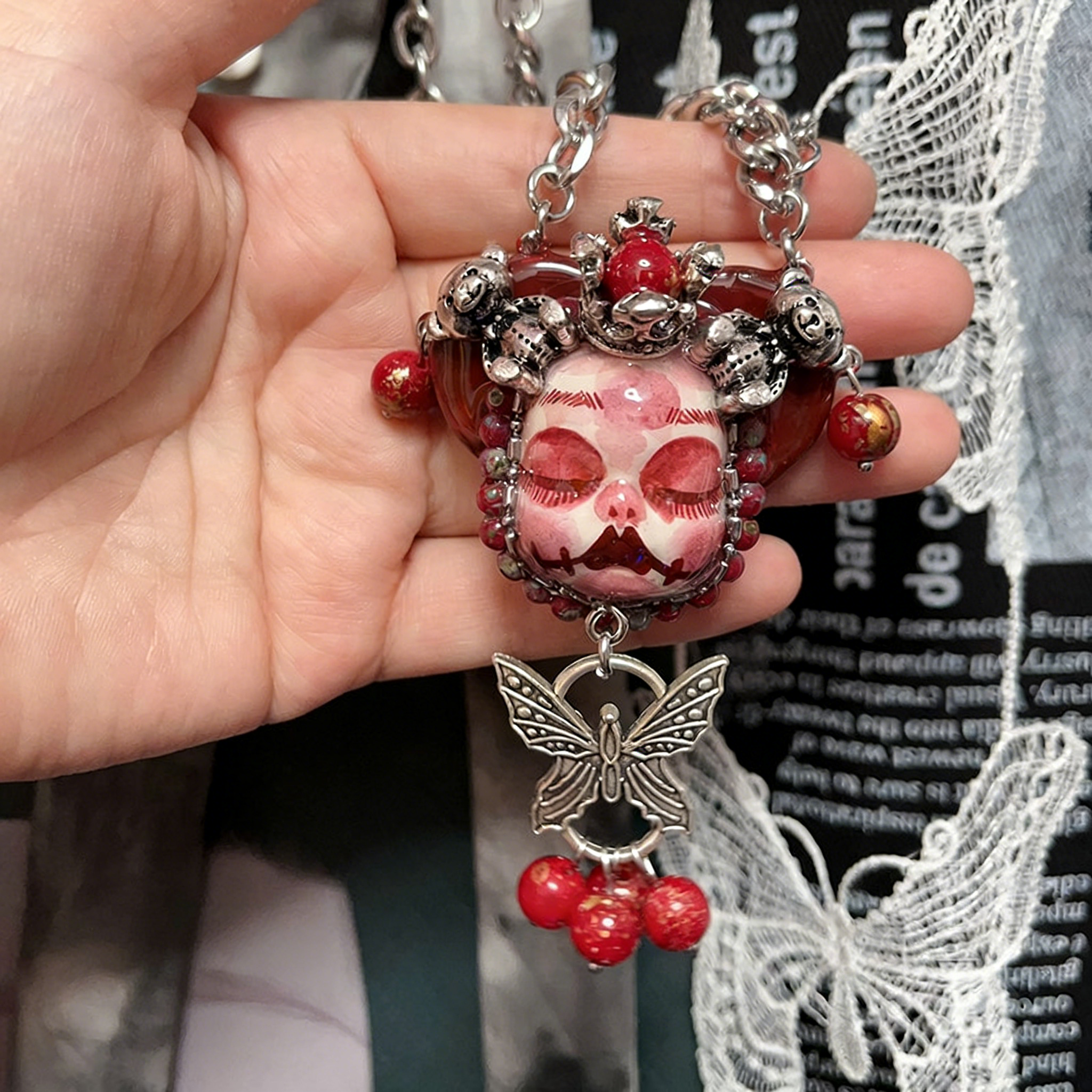 Butterfly Slumber Gothic Doll Necklace