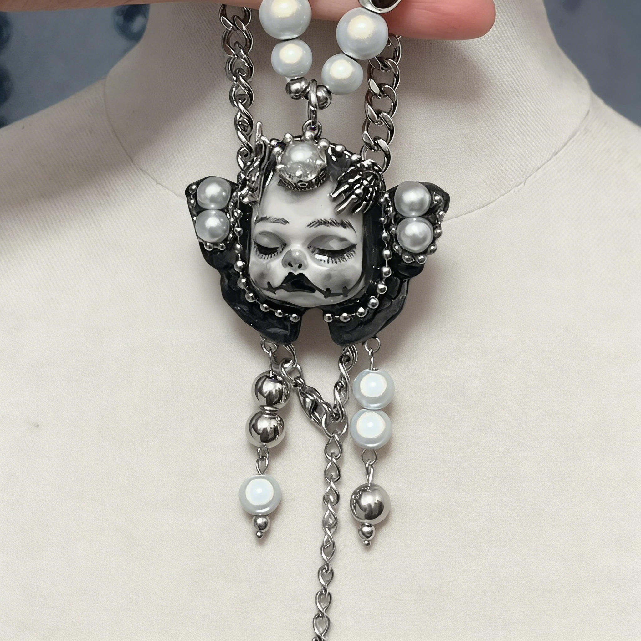 Blush Slumber Gothic Doll Necklace