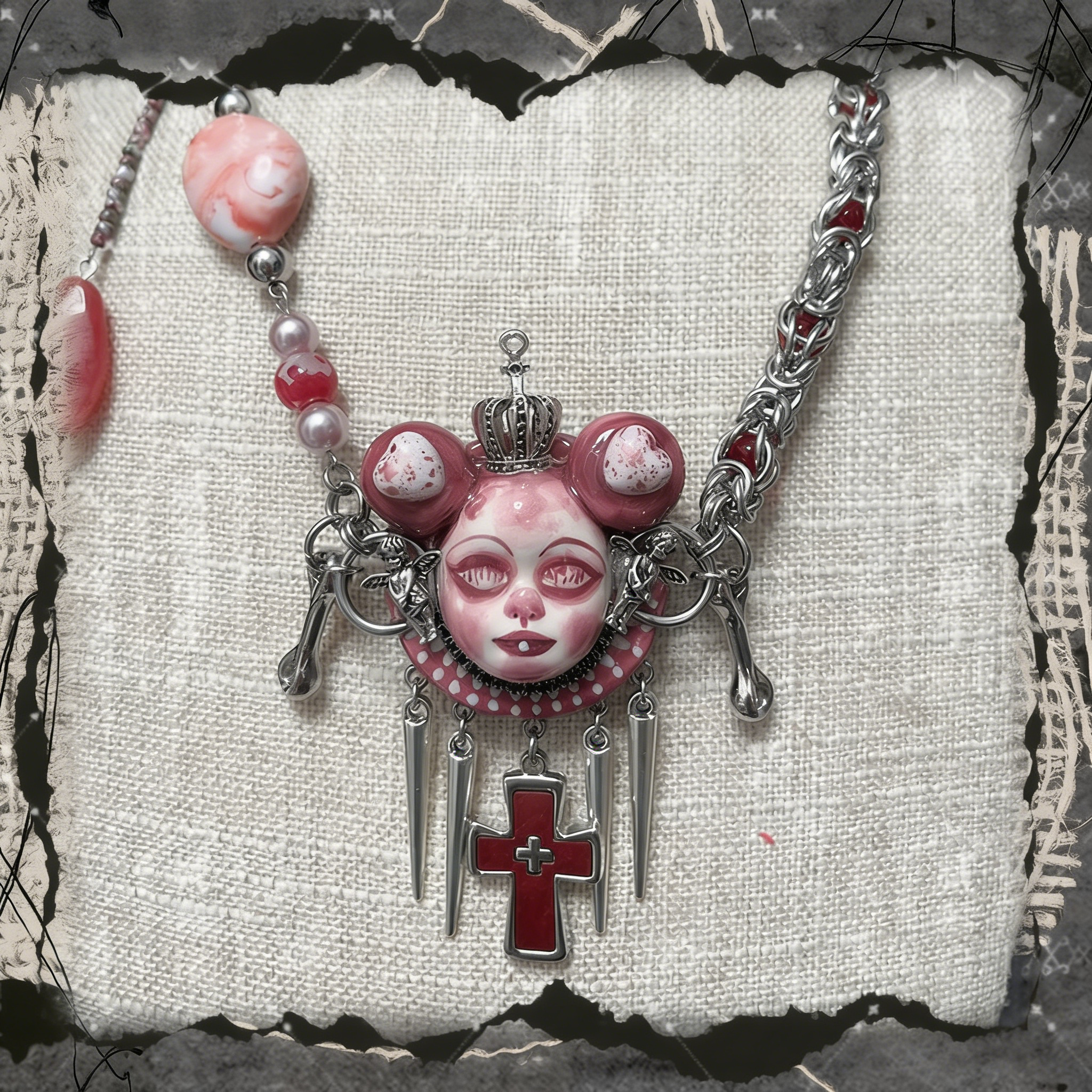 Crimson Crown Blood Cross Necklace