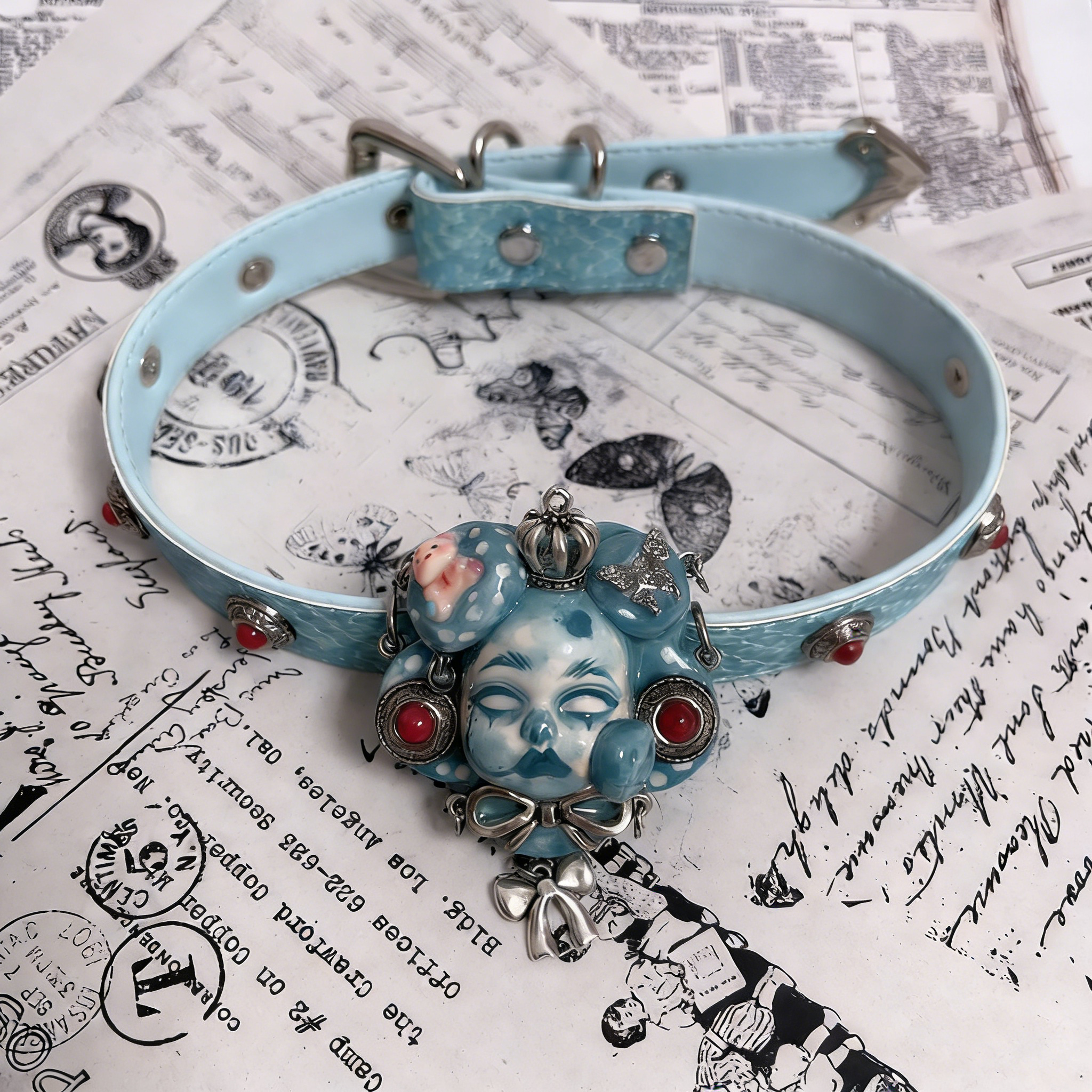 Teal Butterfly Cute Crown Choker