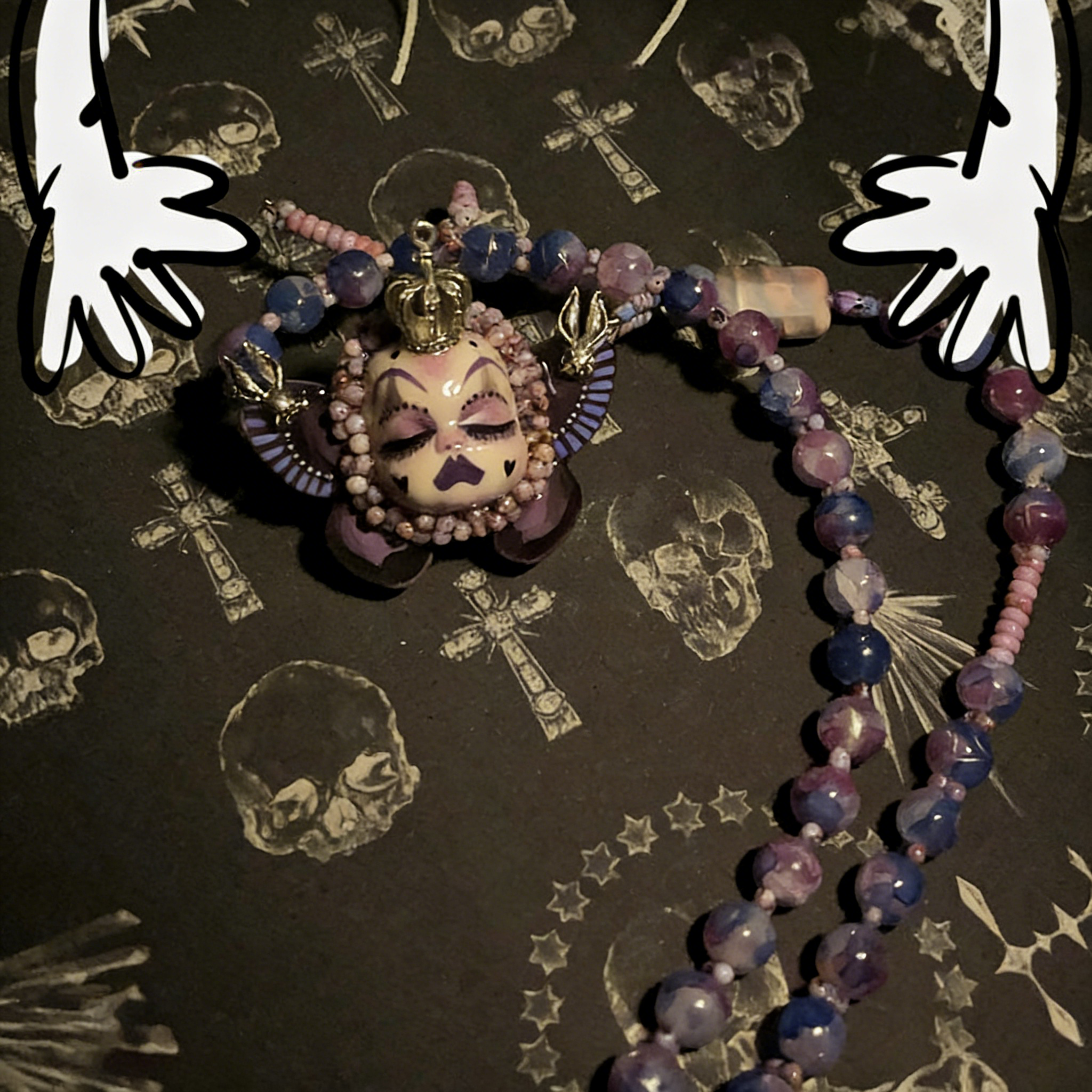 Violet Butterfly Slumber Gothic Doll Necklace