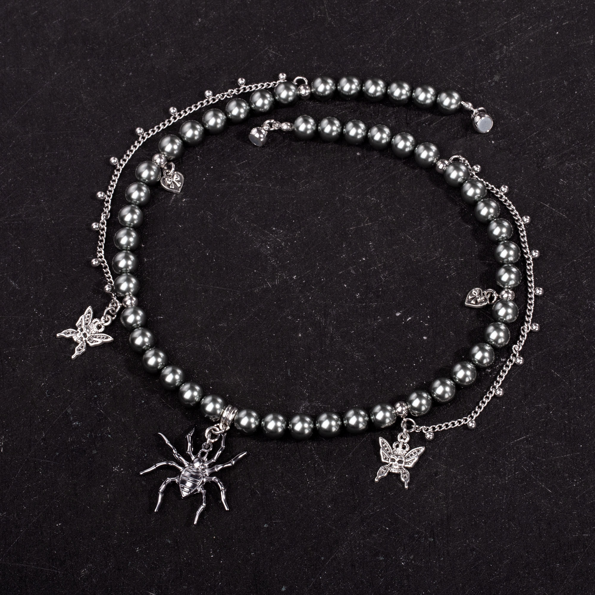 Black Spider Silver Wing Necklace