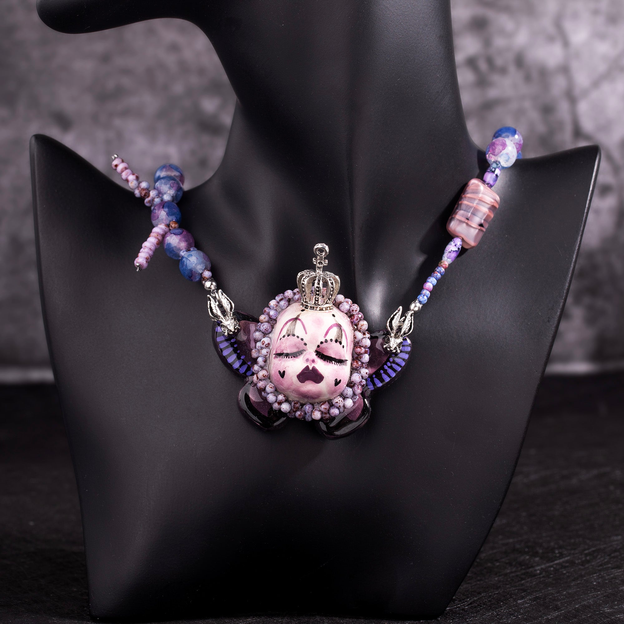 Violet Butterfly Slumber Gothic Doll Necklace
