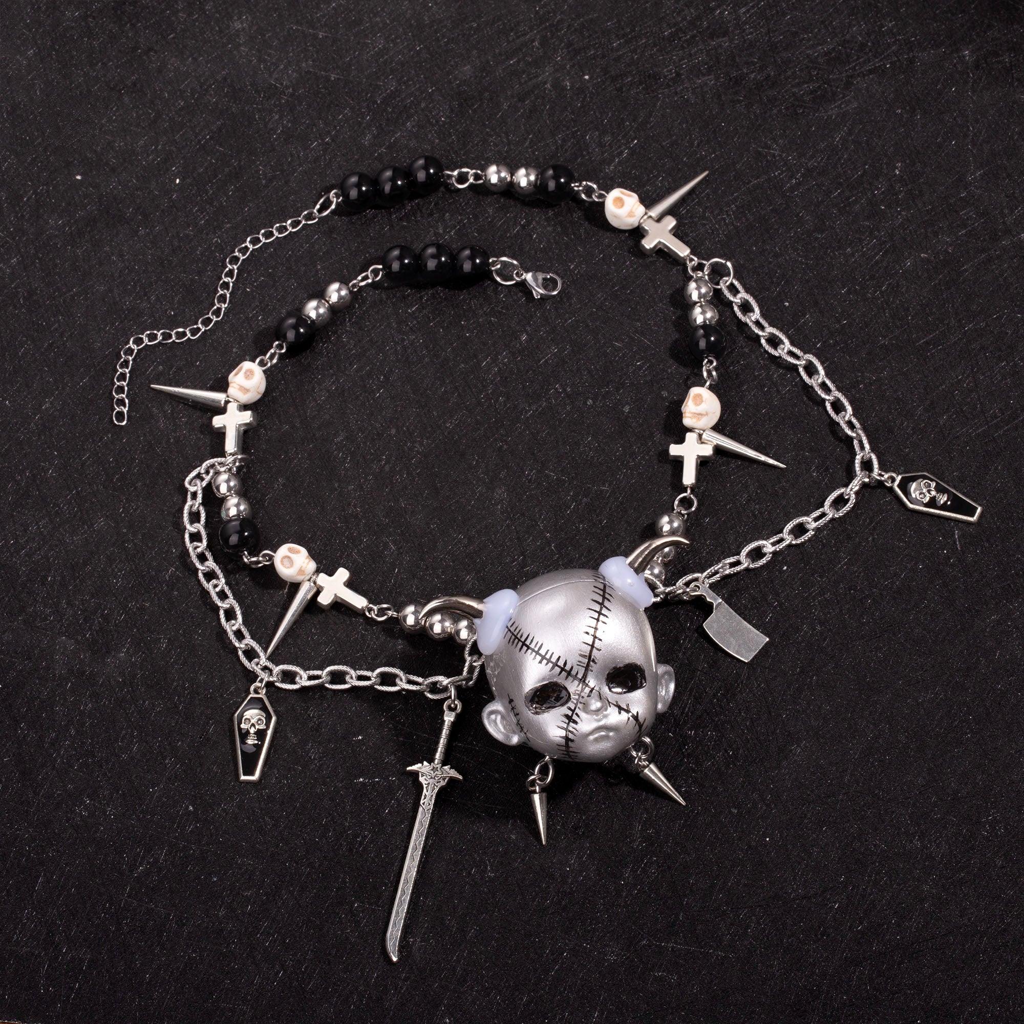 Silver Scar Baby Head Necklace
