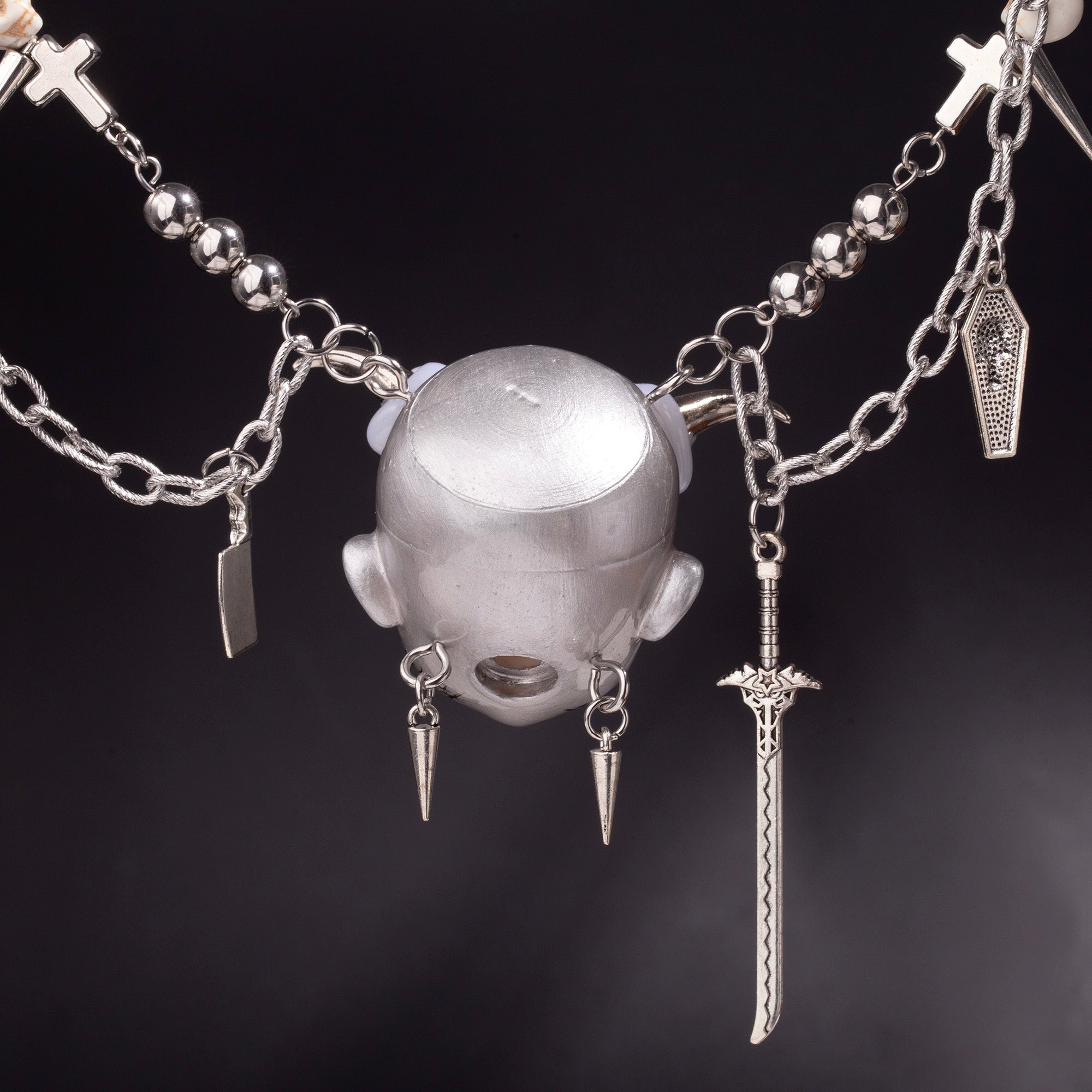 Silver Scar Baby Head Necklace