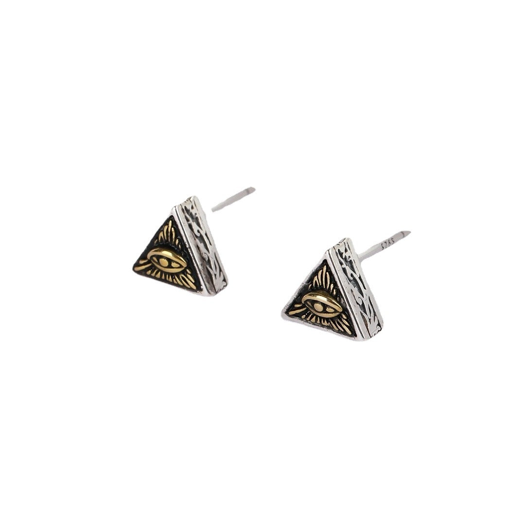 Devil's Eye Triangle Stud Earrings