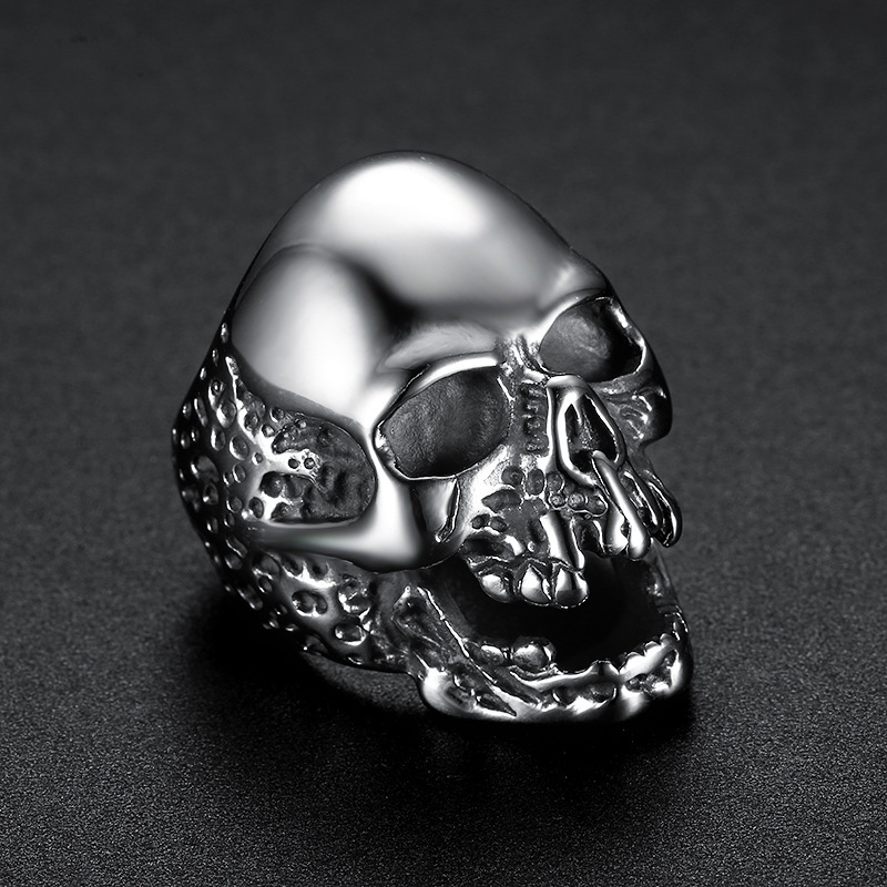 Eroded Broken Skull Statement Ring