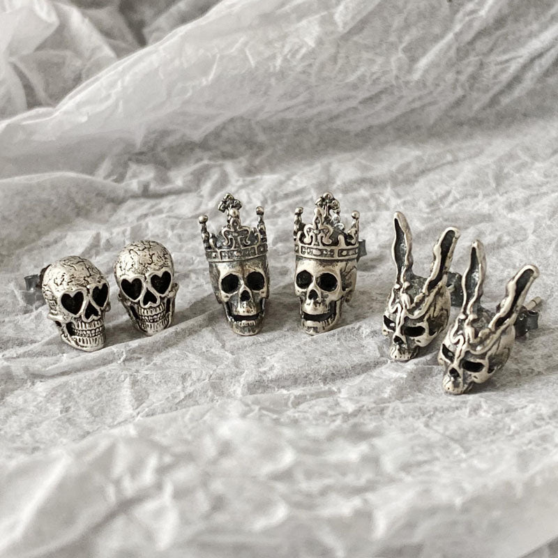 Skull Crown Stud Earrings