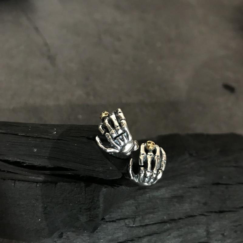 Skull Hand Bone Hoop Earrings