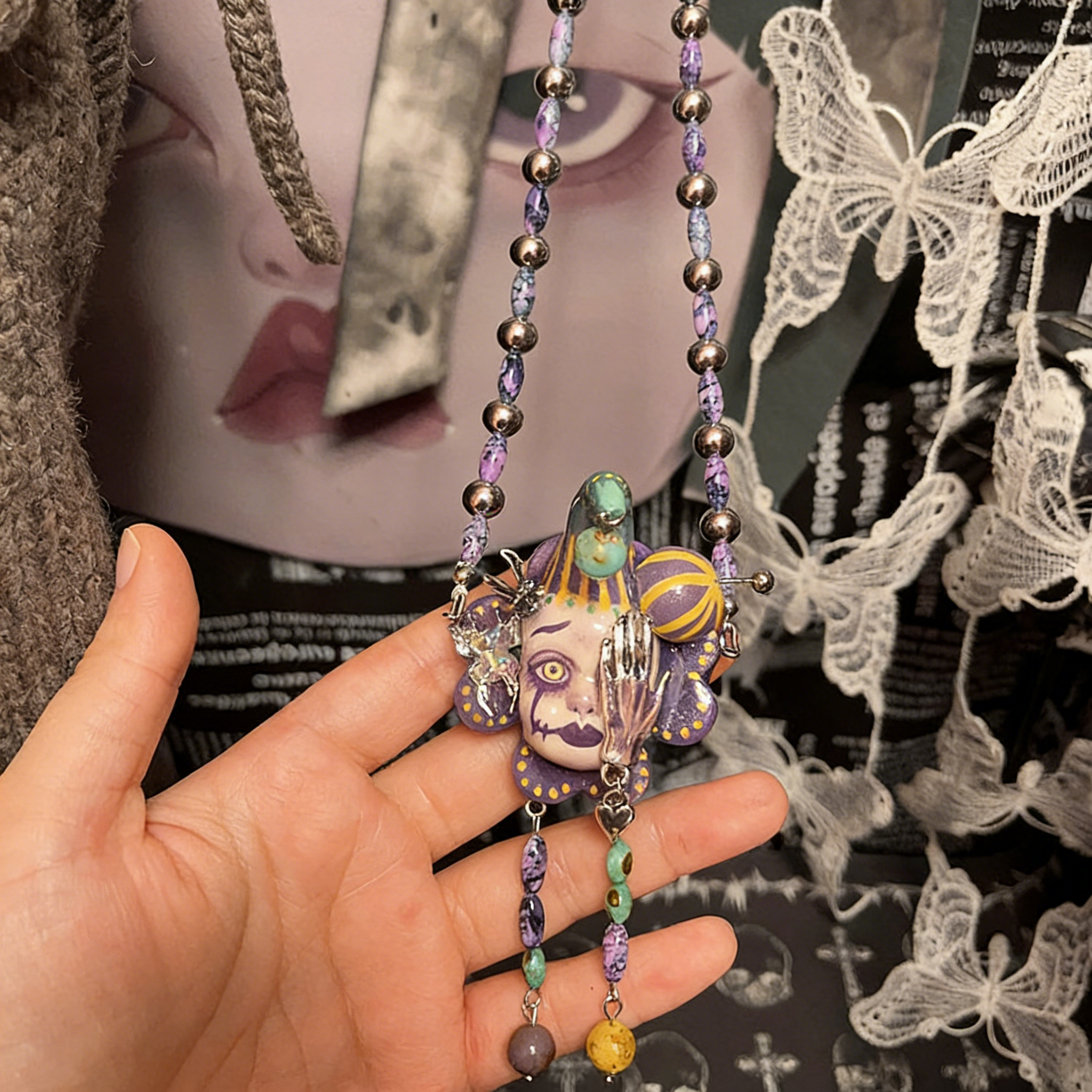 Dark Circus Clown Necklace