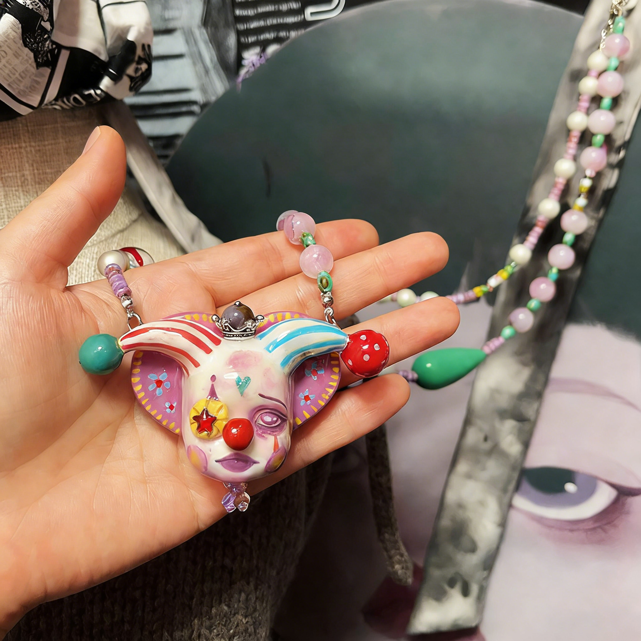 Colorful Pupil Clown Necklace