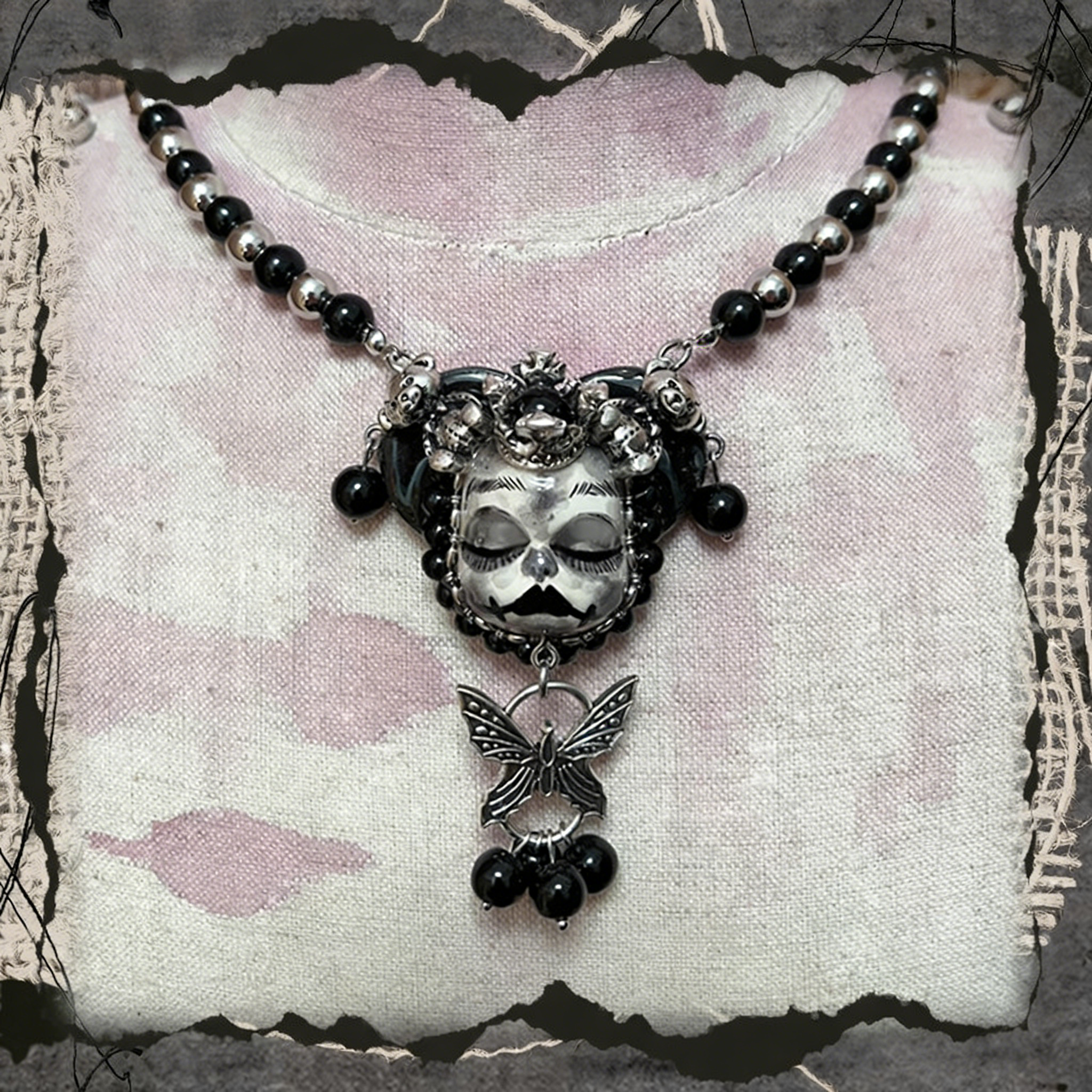 Butterfly Slumber Gothic Doll Necklace