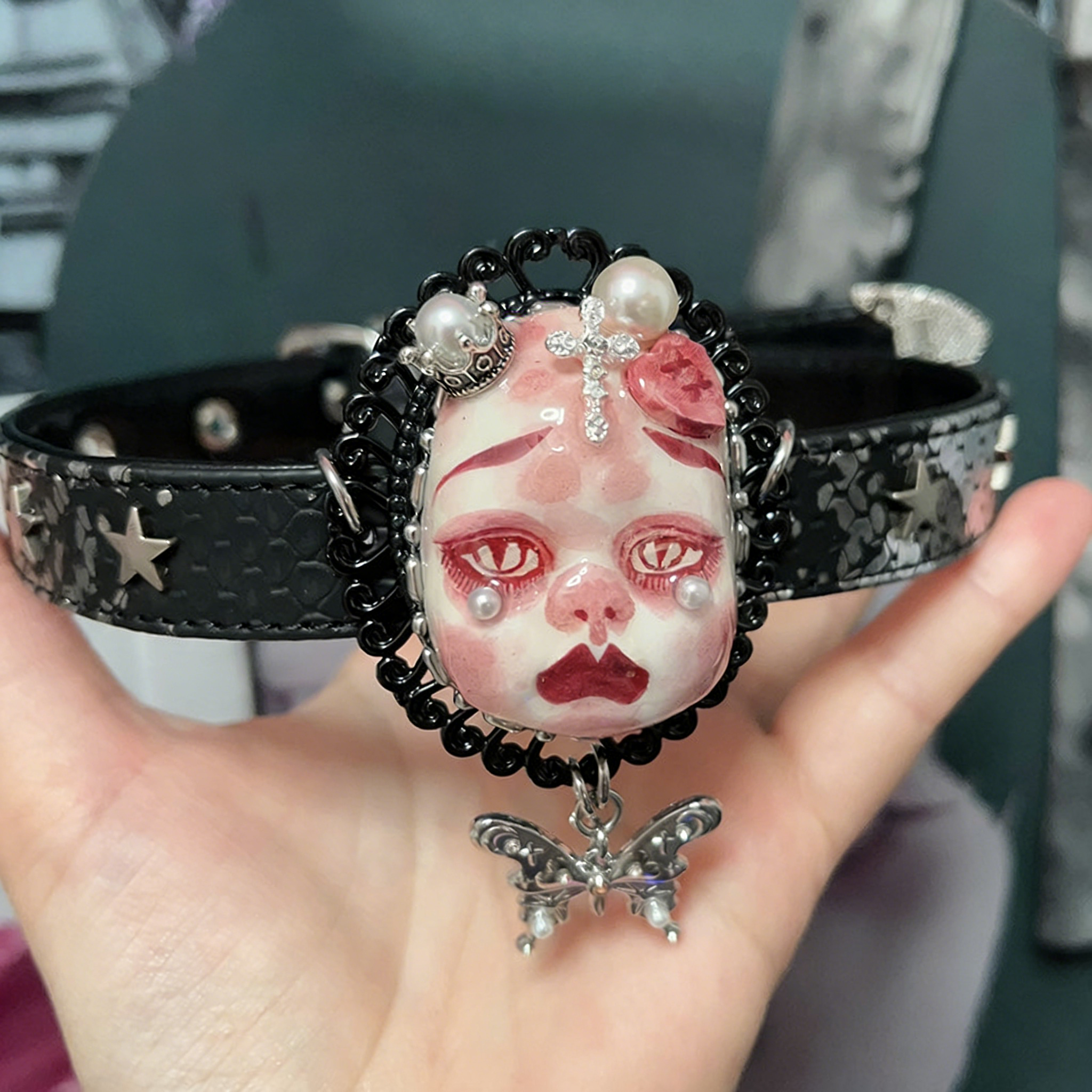 Pink Tears Butterfly Crown Choker