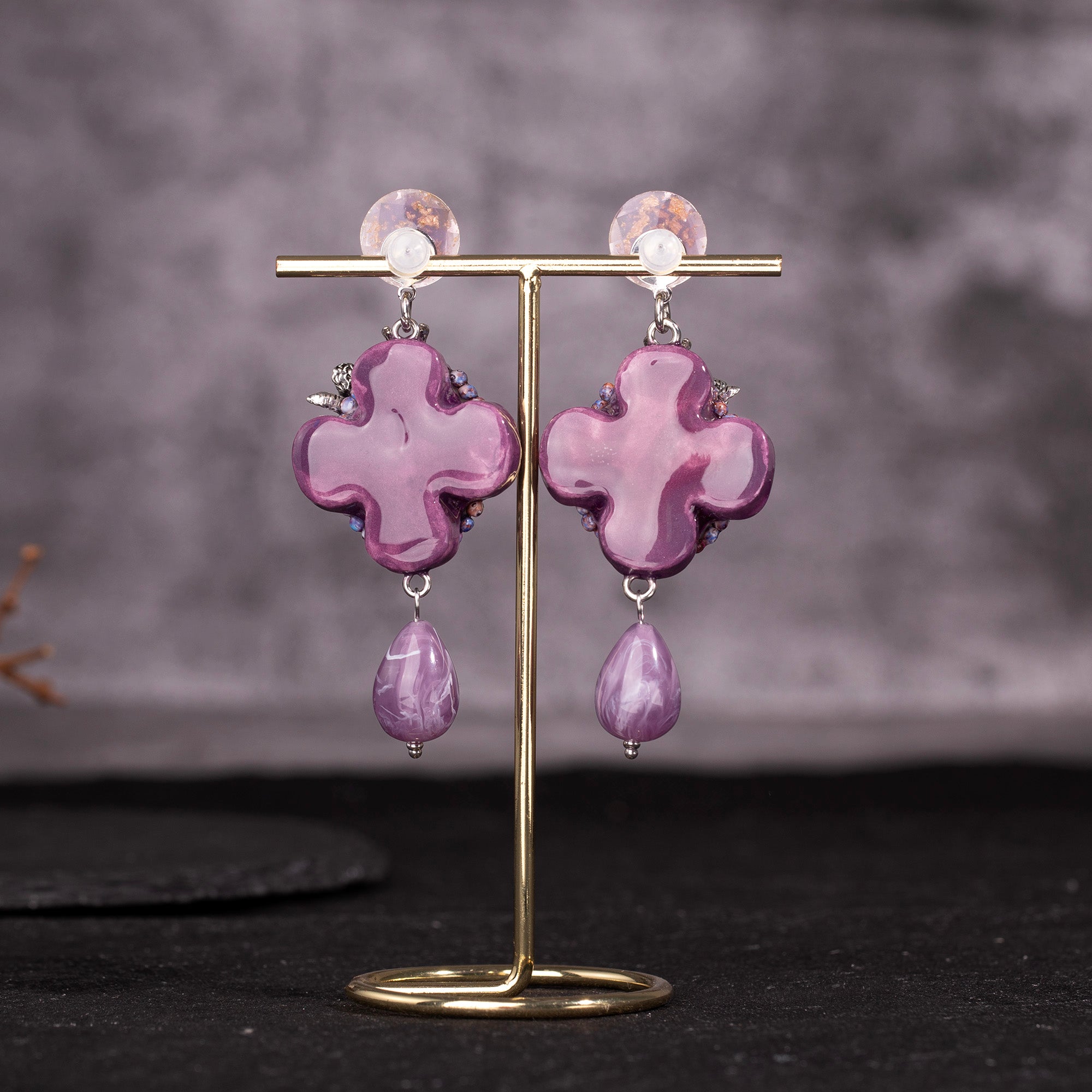 Purple Face Angel Mask Freak Baby Earrings