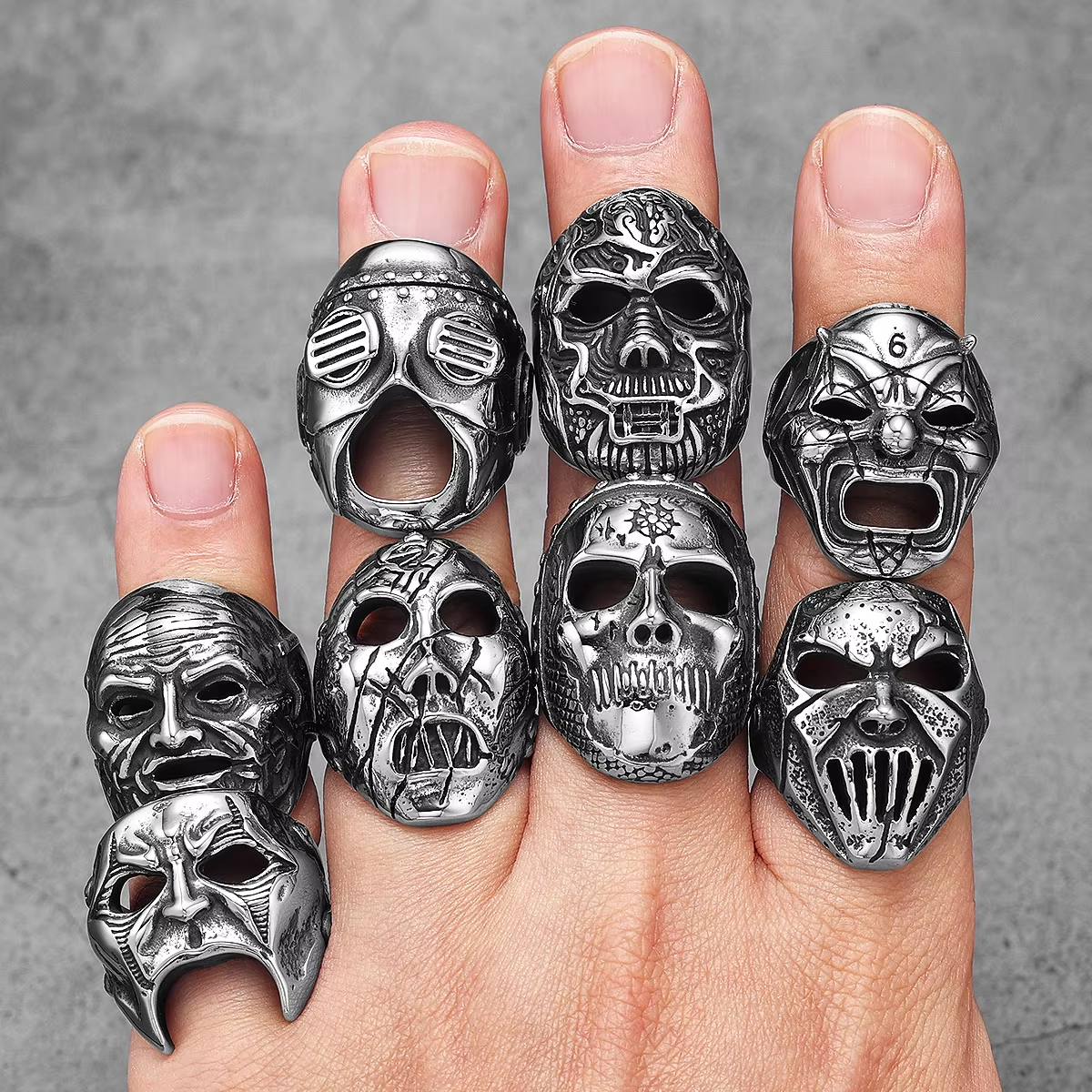 Chaos Star Skull Stainless Steel Ring