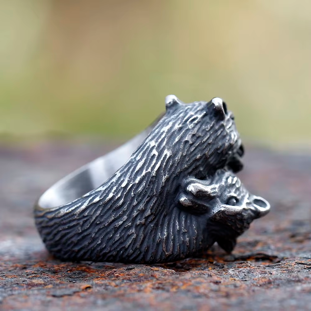 Berserker Twin Bear Stainless Steel Ring