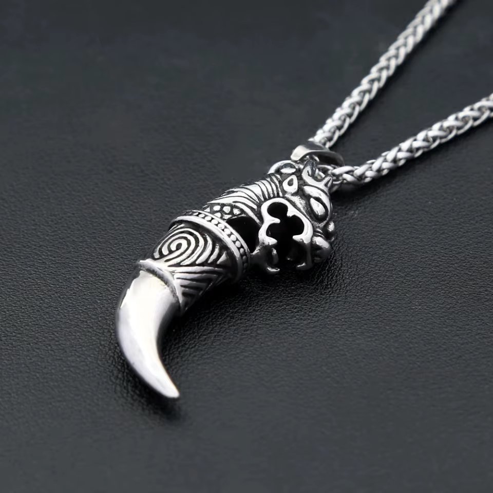 Dragon Head Fang Stainless Steel Pendant Necklace