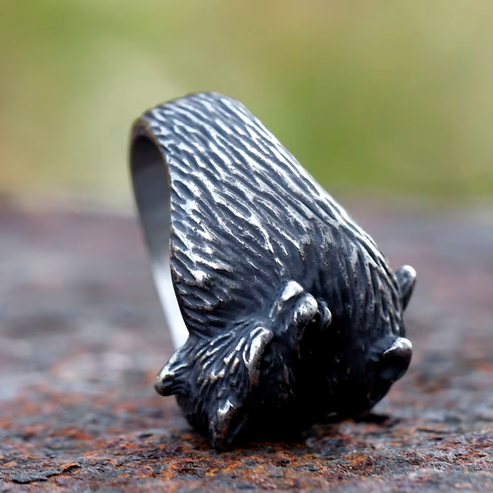 Berserker Twin Bear Stainless Steel Ring