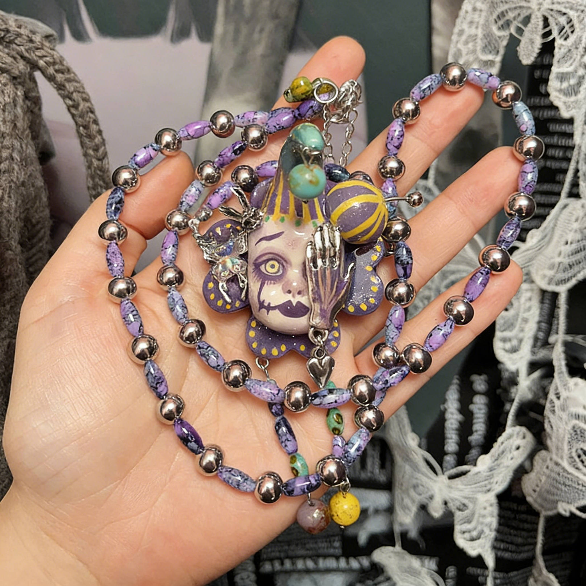 Dark Circus Clown Necklace