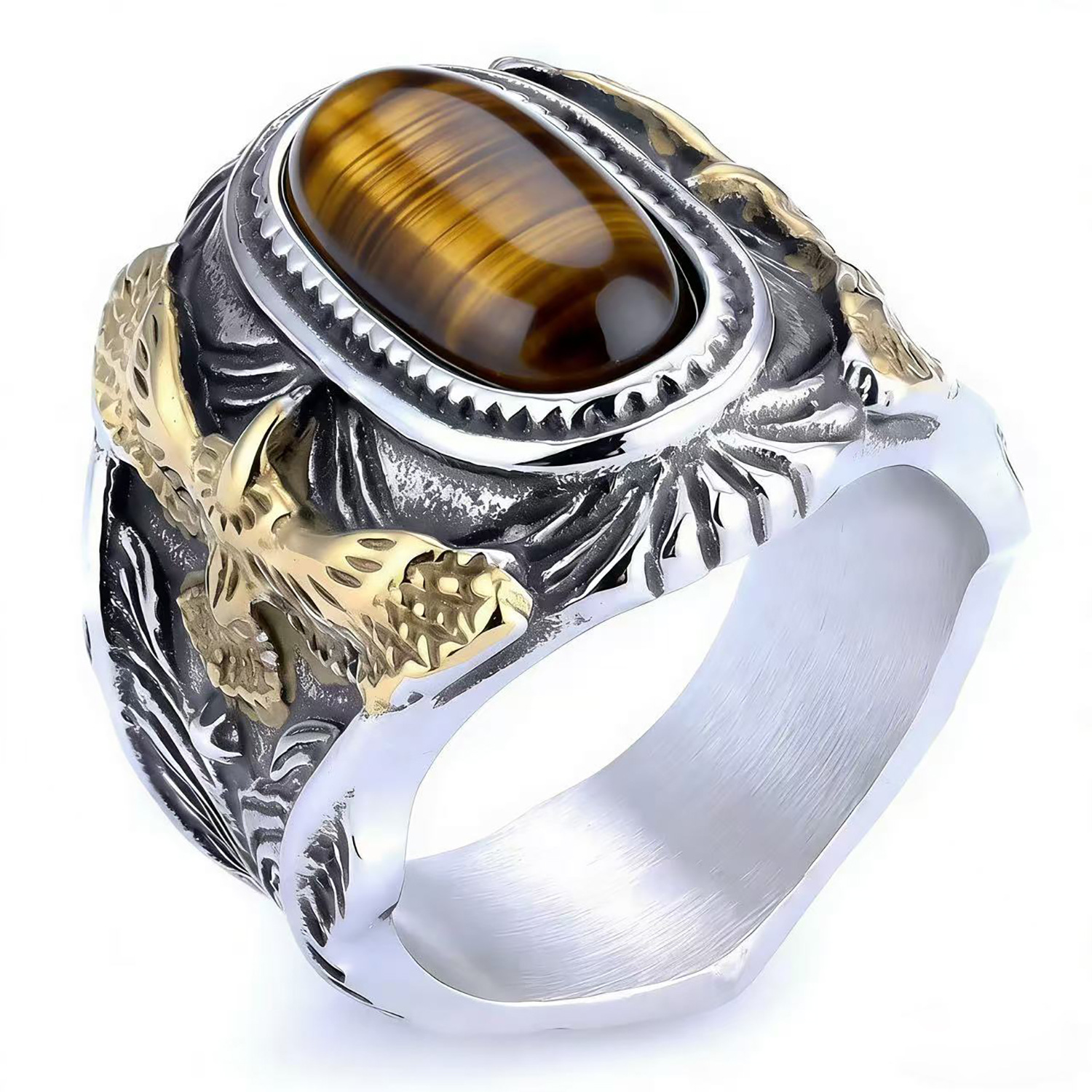 Eagle Turquoise Stainless Steel Ring