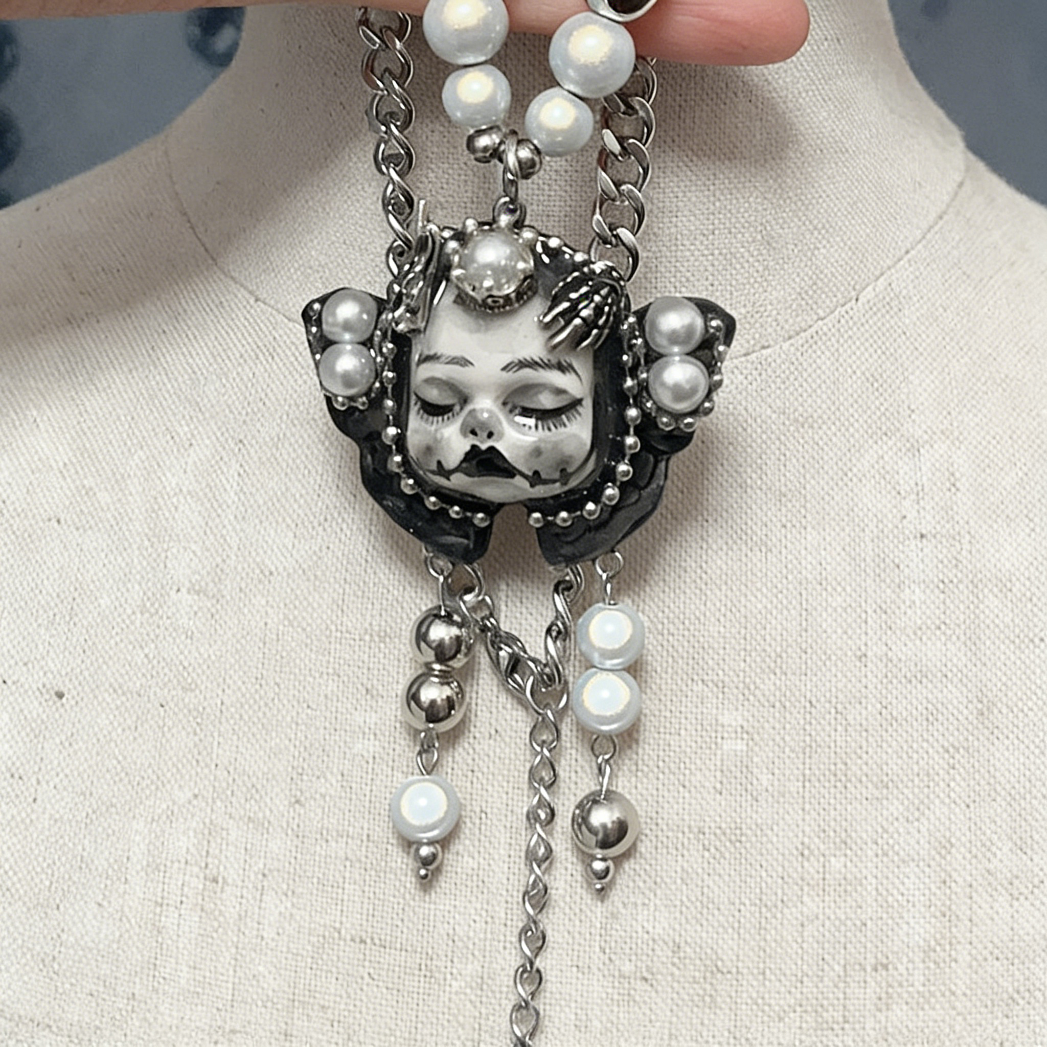 Blush Slumber Gothic Doll Necklace