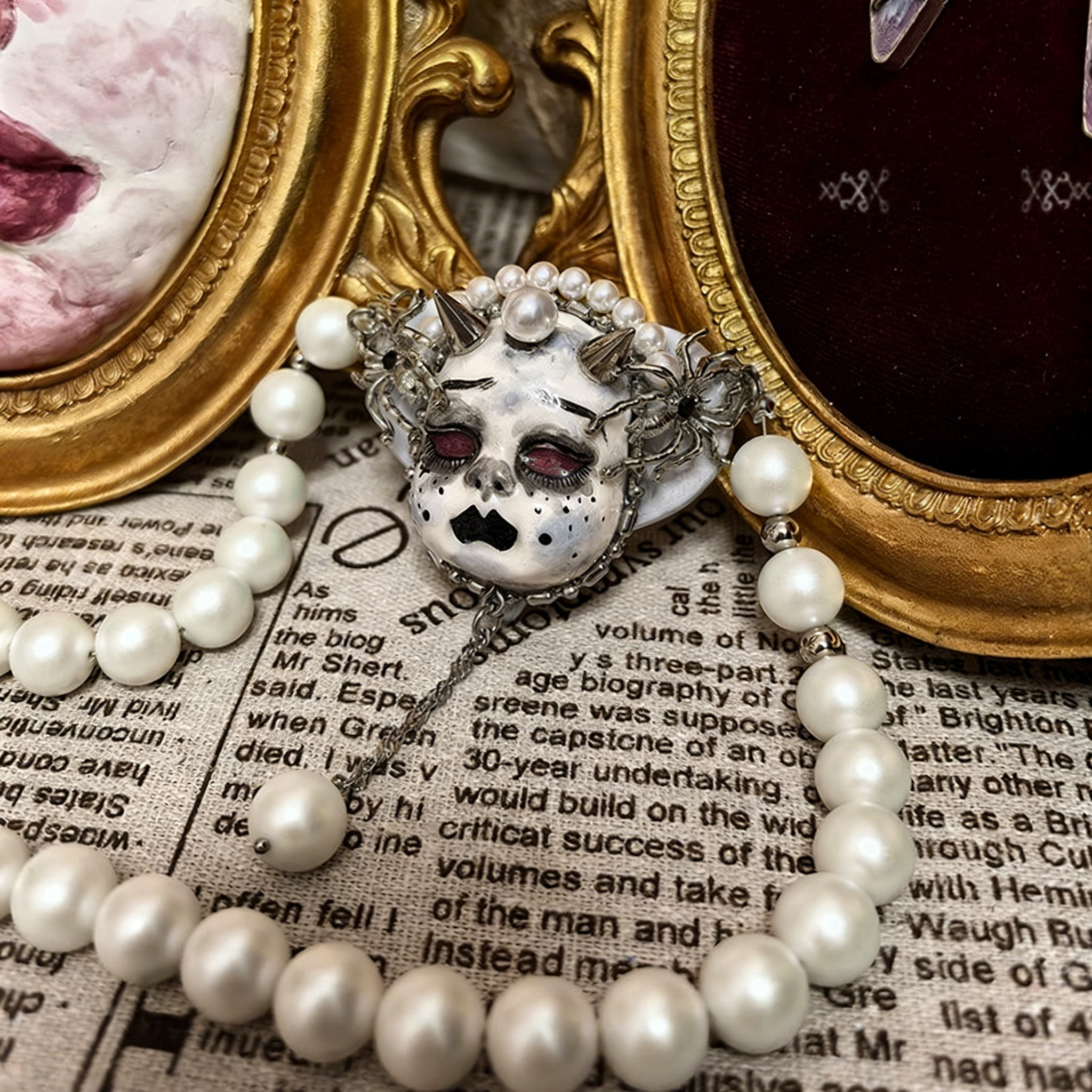 White Nightmare Gothic Doll Necklace