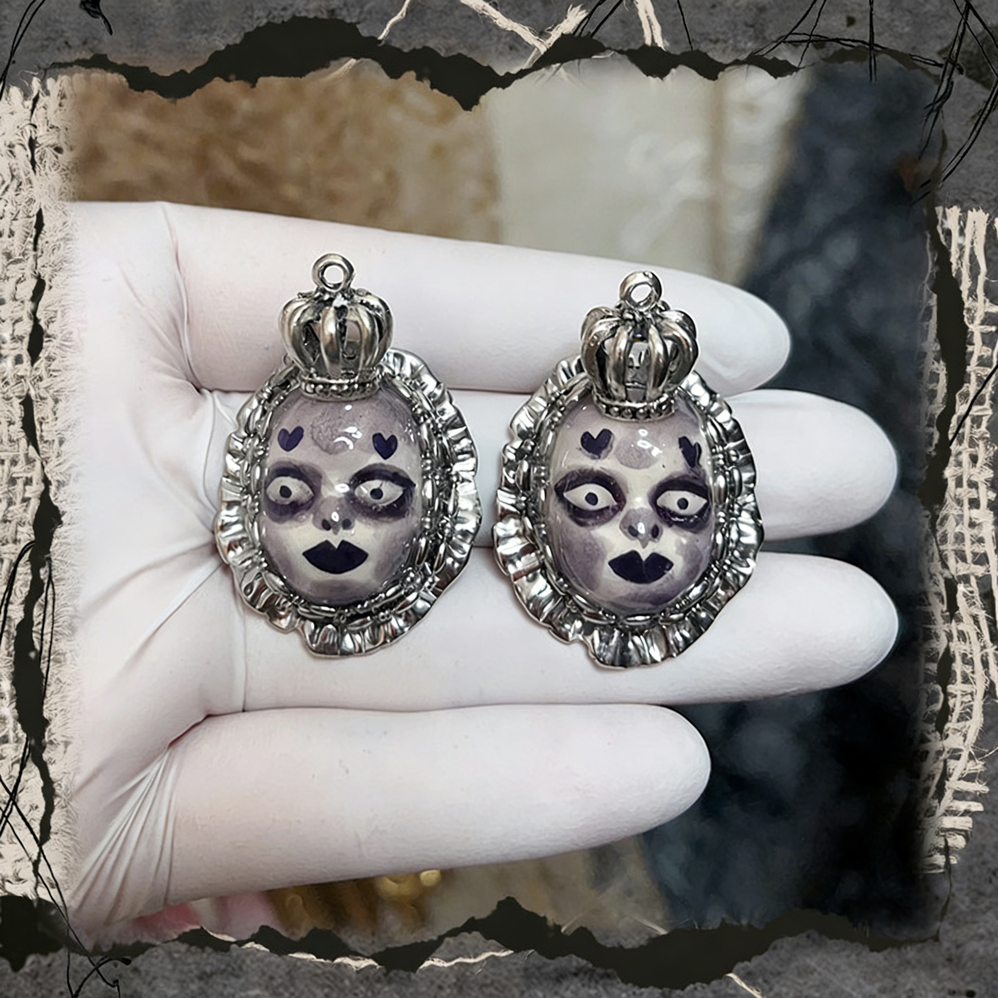 Purple Heart Crown Freak Baby Earrings