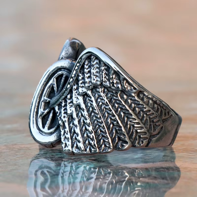 Biker Wing Wheel Stainless Steel Ring
