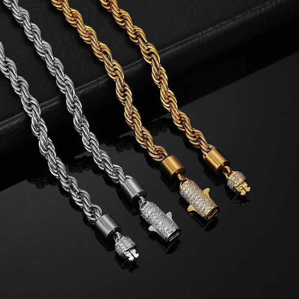 6MM Diamond Buckle Twist Chain Vrafi Jewelry