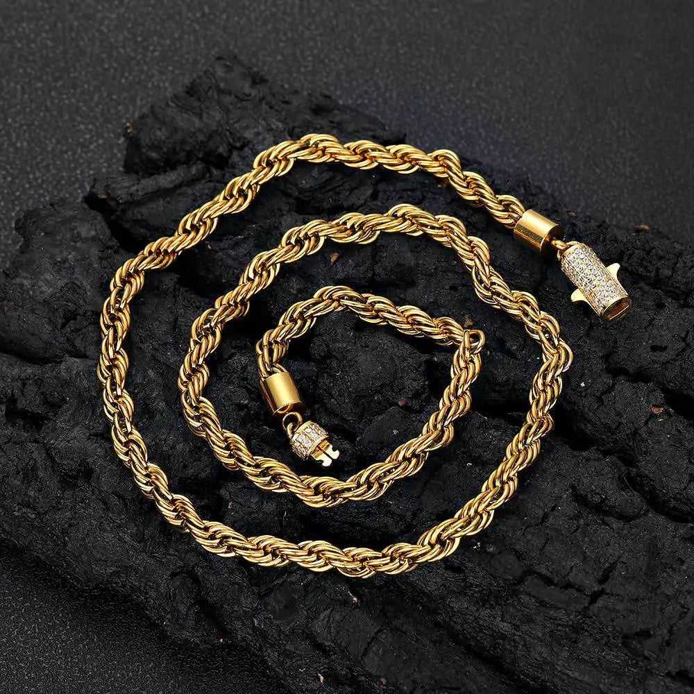 6MM Diamond Buckle Twist Chain Vrafi Jewelry