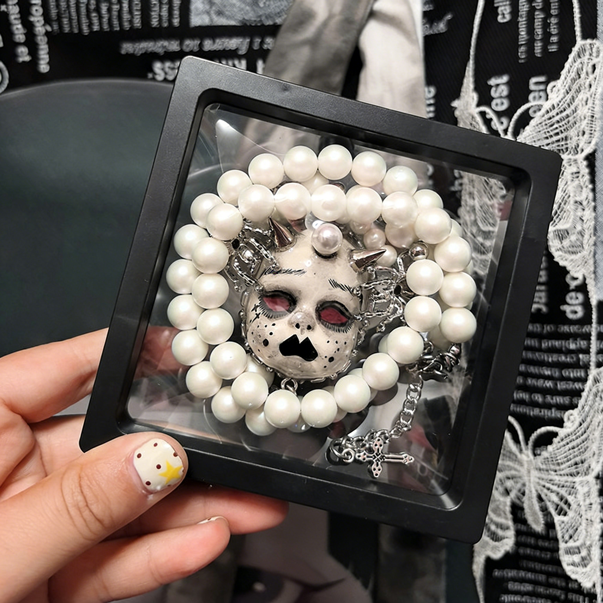 White Nightmare Gothic Doll Necklace