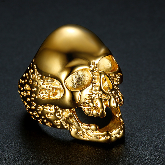 Eroded Broken Skull Statement Ring