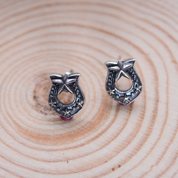 Vintage Pentagram Stud Earrings