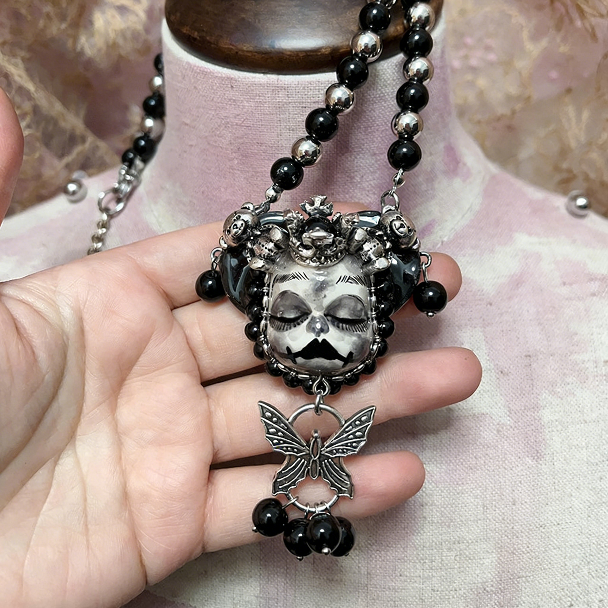 Butterfly Slumber Gothic Doll Necklace