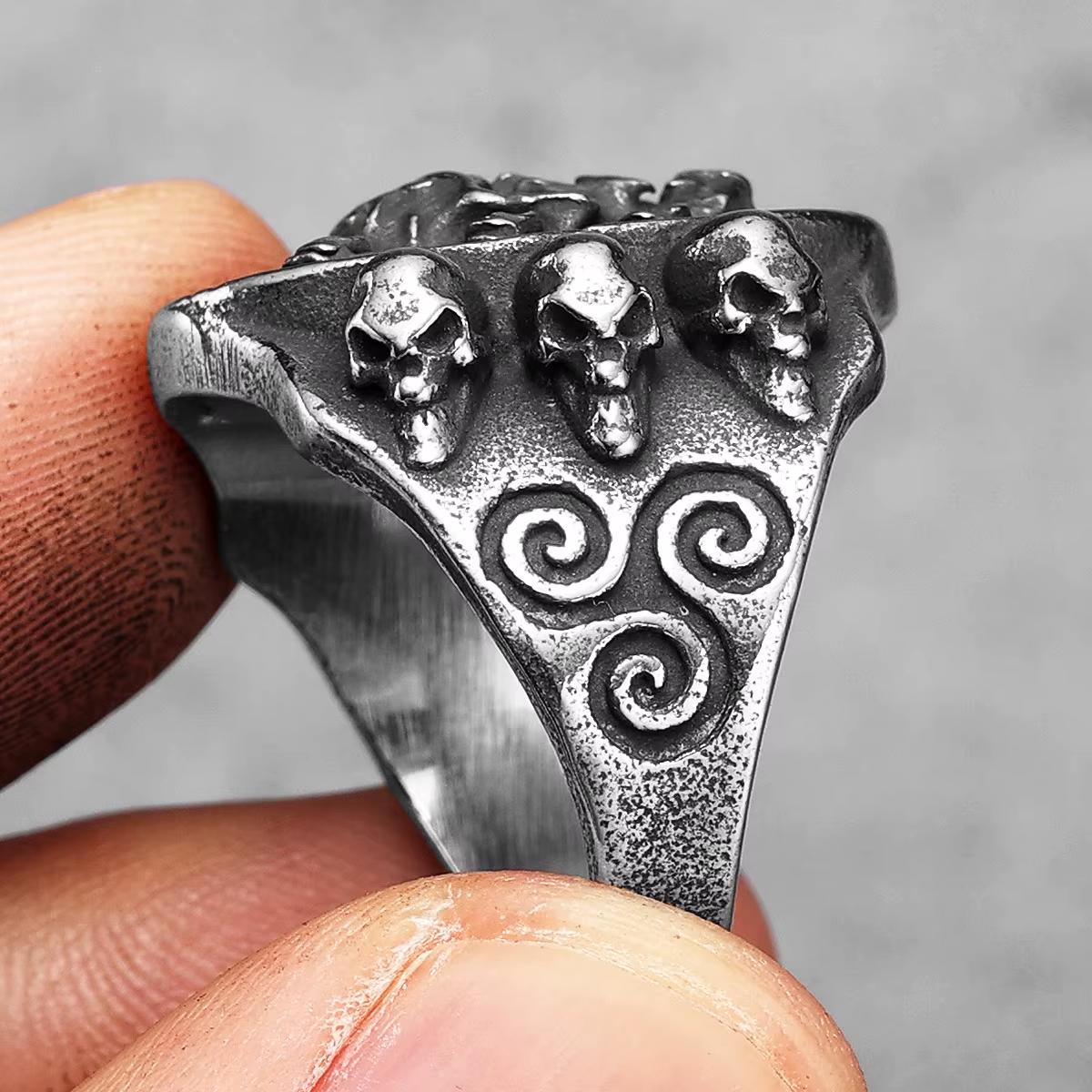 Skull Rose Totem Stainless Steel Ring