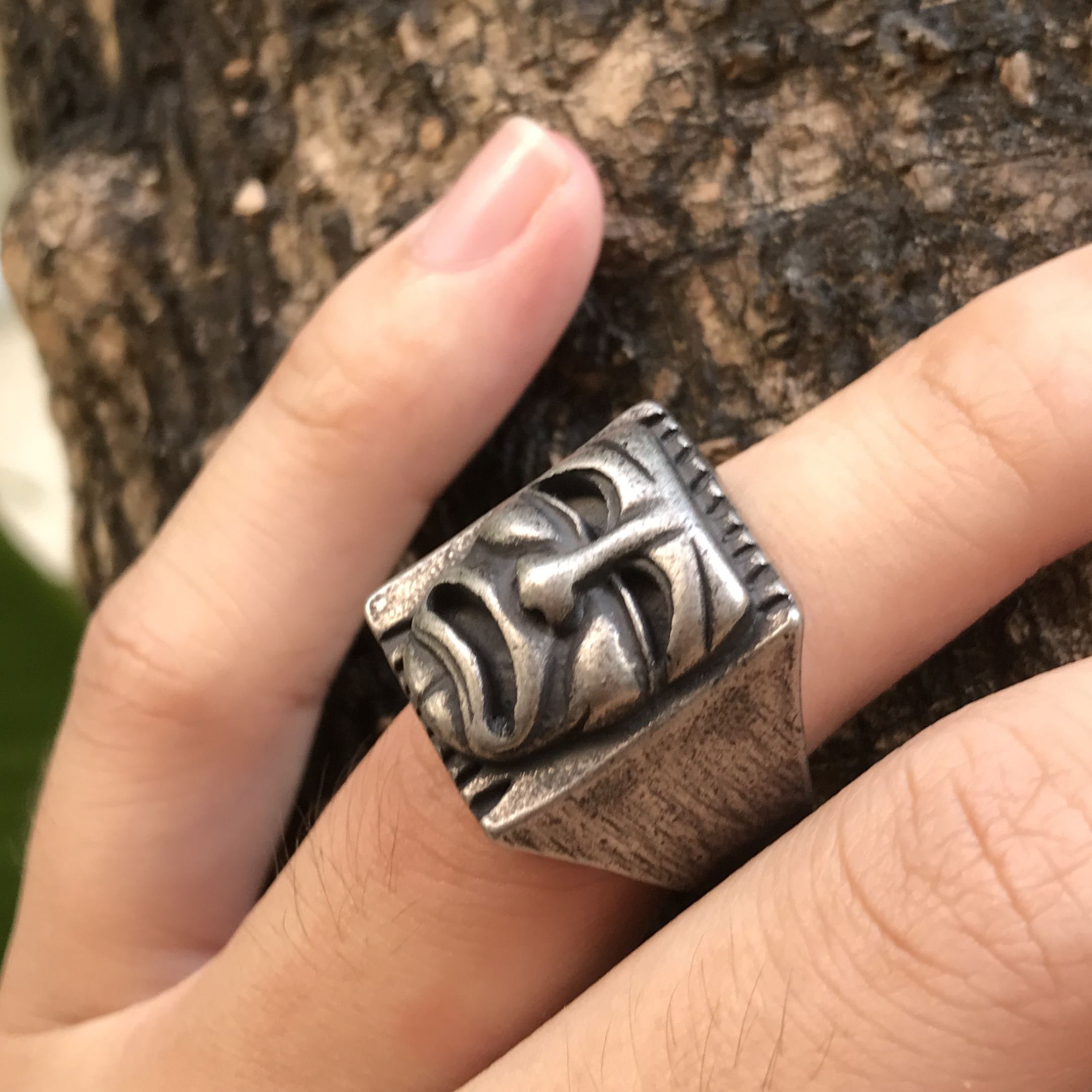 Comedy And Tragedy Masks Stainless Steel Ring