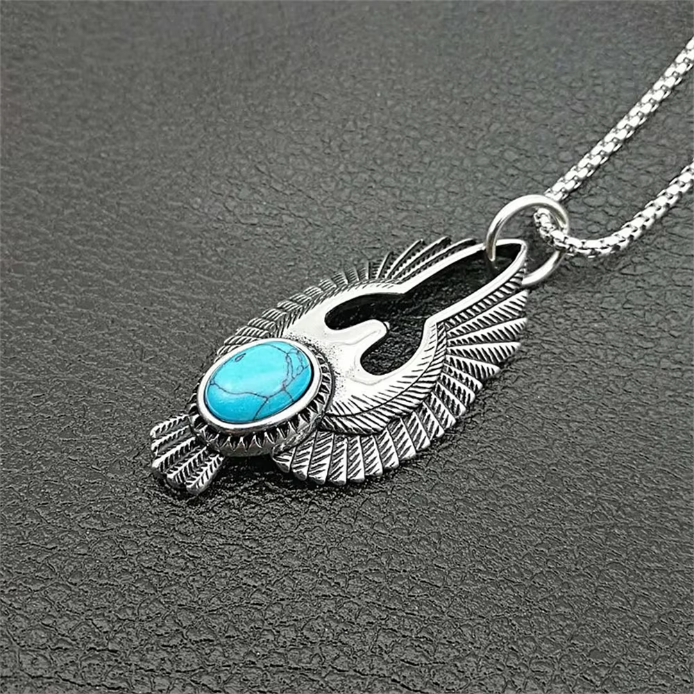 Eagle Turquoise Stainless Steel Pendant Necklace