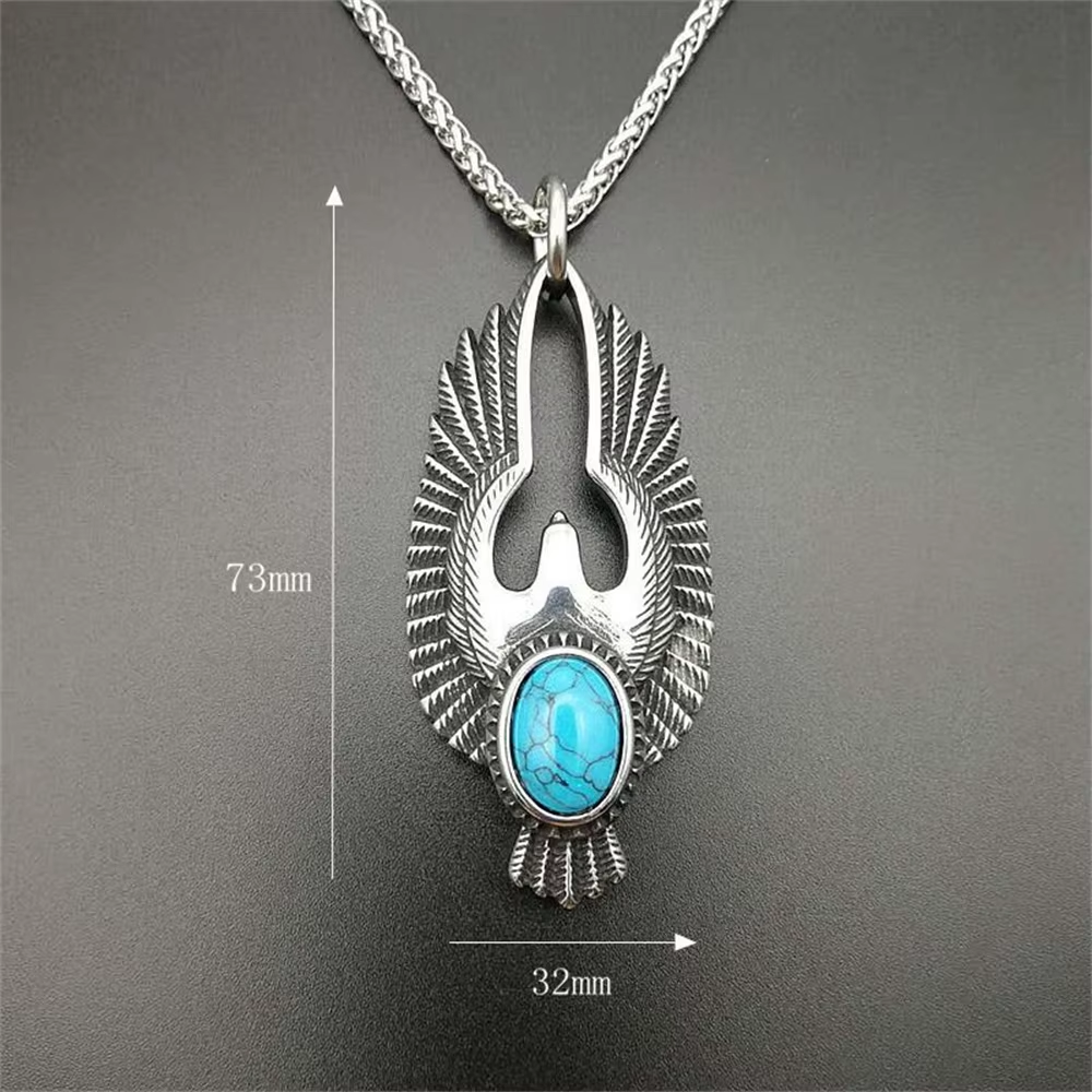 Eagle Turquoise Stainless Steel Pendant Necklace