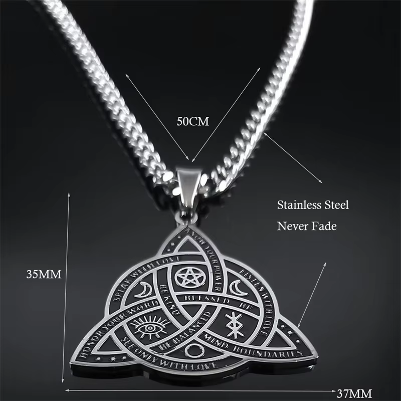 Celtic Triquetra Wiccan Stainless Steel Pendant Necklace