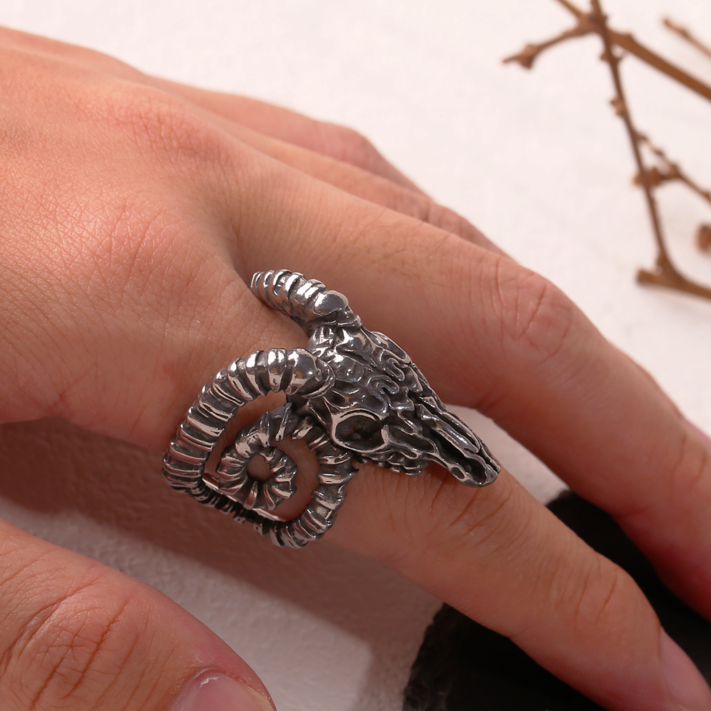 Goat Skull Stainless Steel Rings