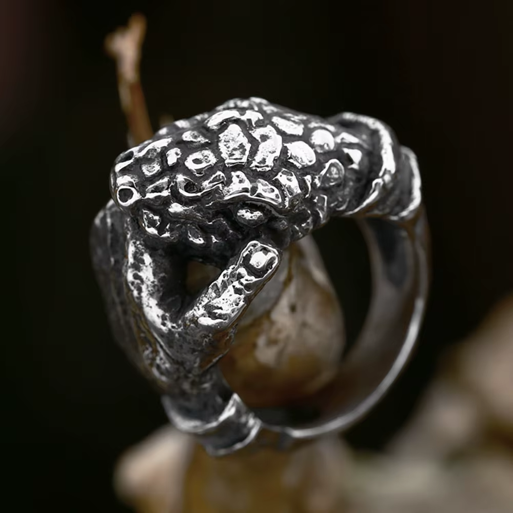 Textura De Flor Con Anillo De Acero Inoxidable Esmaltado