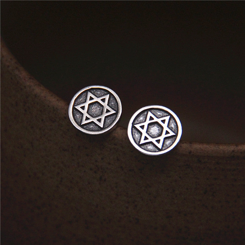 Hexagram Round Stud Earrings