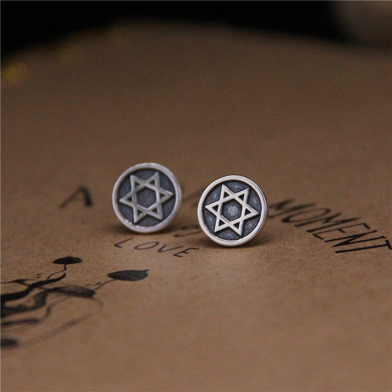 Hexagram Round Stud Earrings