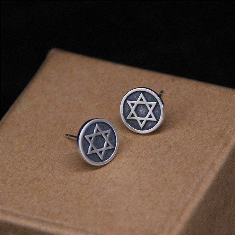 Hexagram Round Stud Earrings