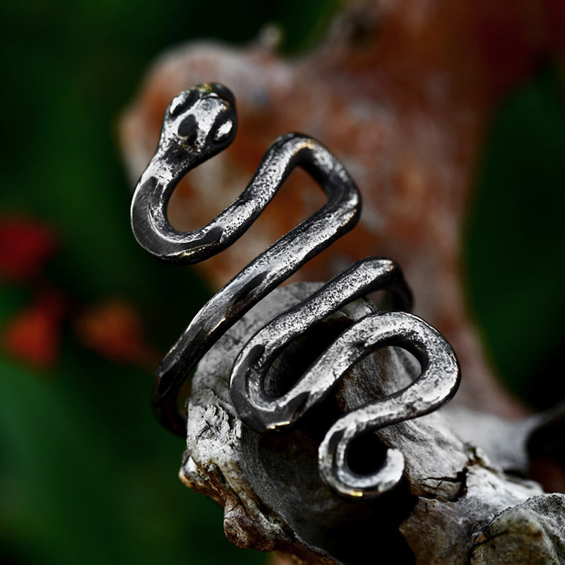 Coiled Snake Stainless Steel Ring