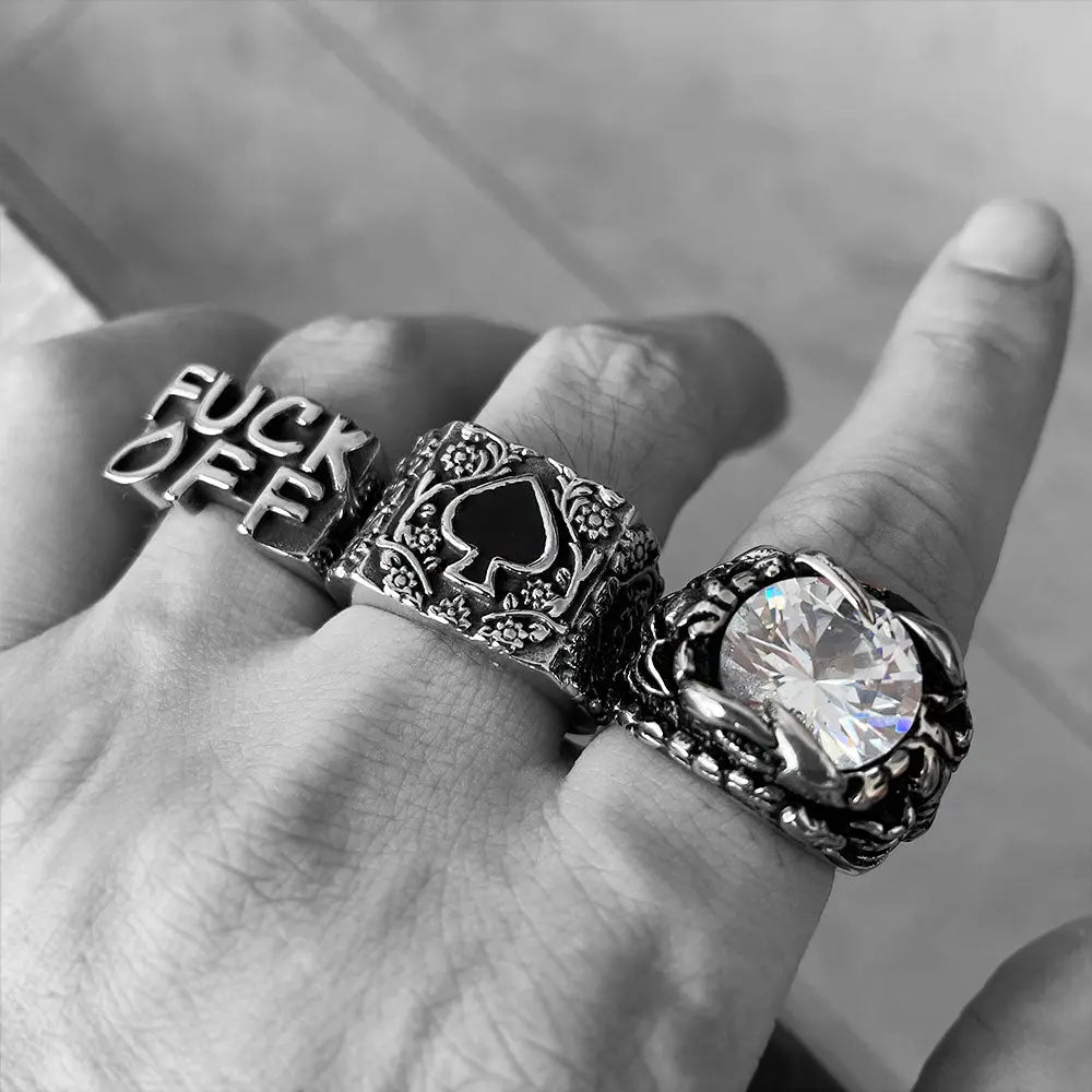 Ace Of Spades Stainless Steel Biker Ring - Vrafi Jewelry