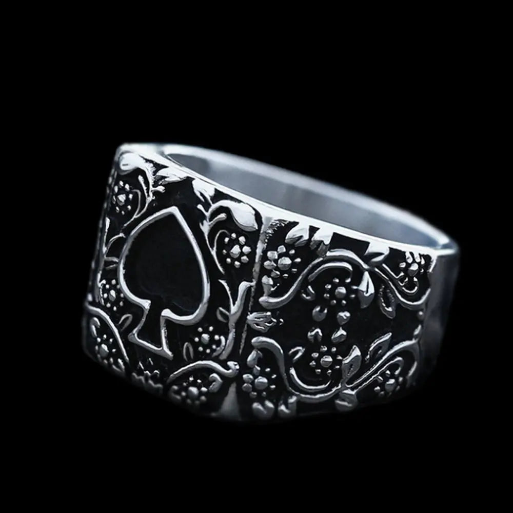 Ace Of Spades Stainless Steel Biker Ring - Vrafi Jewelry