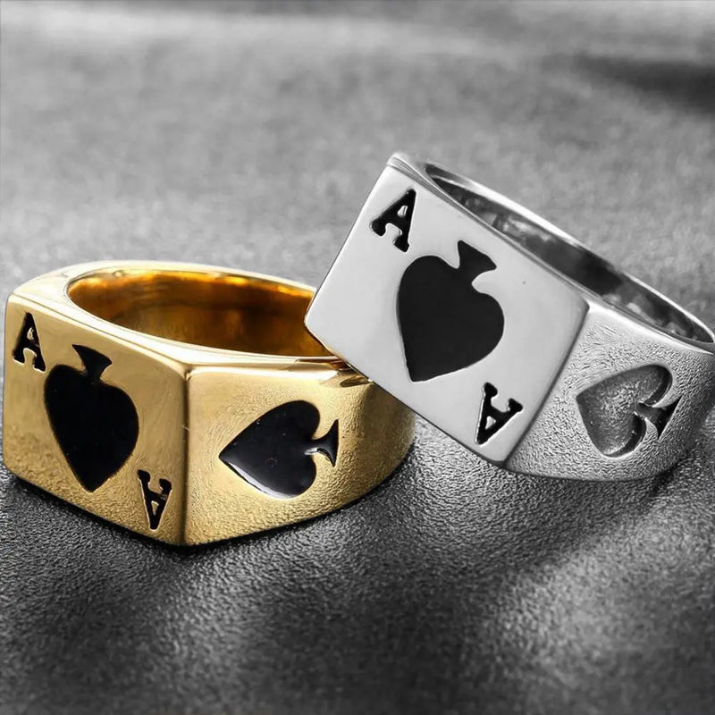 Ace of Spades Stainless Steel Ring Vrafi Jewelry