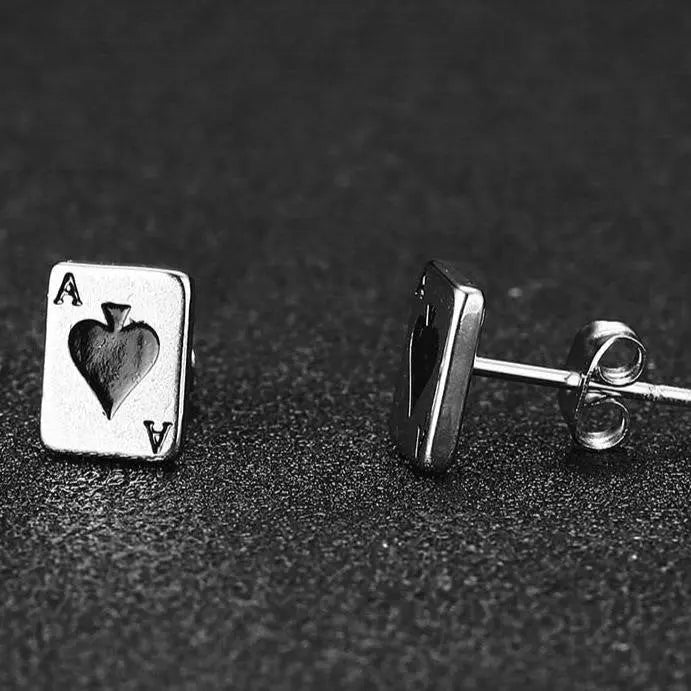 Ace of Spades Stud Earrings - Vrafi Jewelry