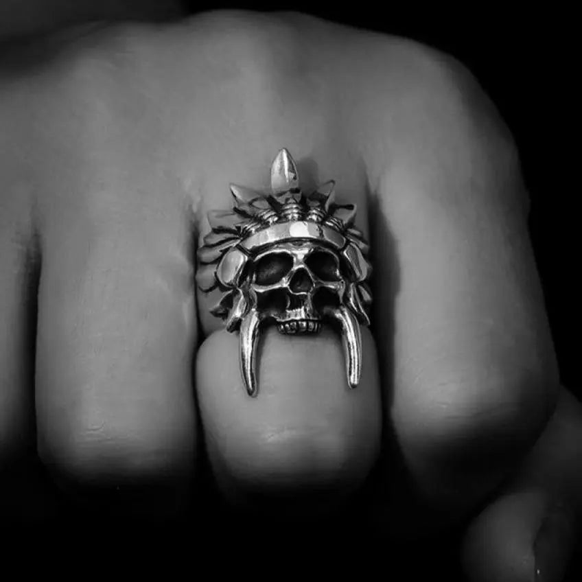 African Tribal Chief Chieftain Stainless Steel Ring - Vrafi Jewelry